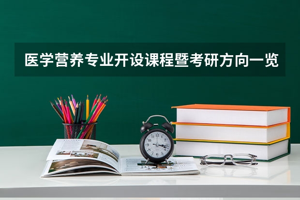 医学营养专业开设课程暨考研方向一览表